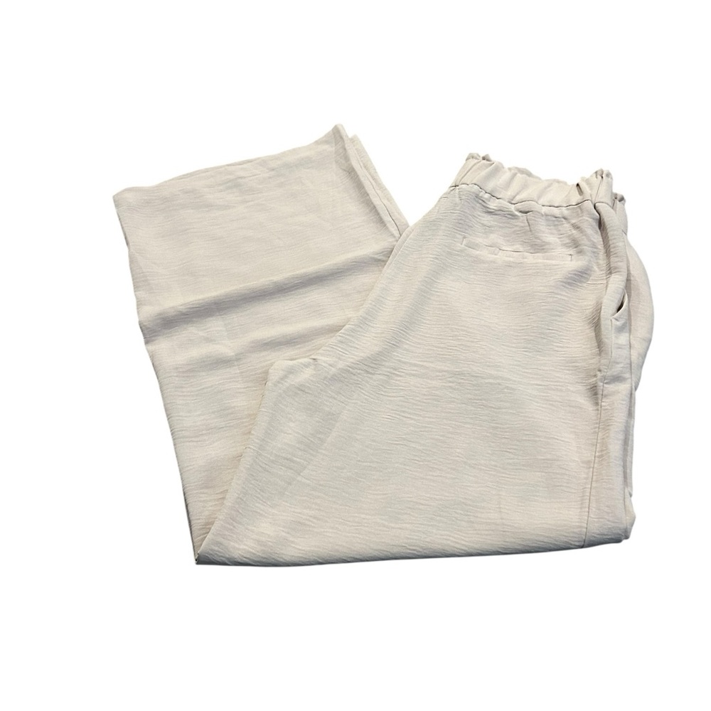 HILARY RADLEY beige pull on wide leg pants